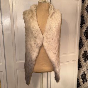 White and Gray Ombré Rabbit Fur Vest